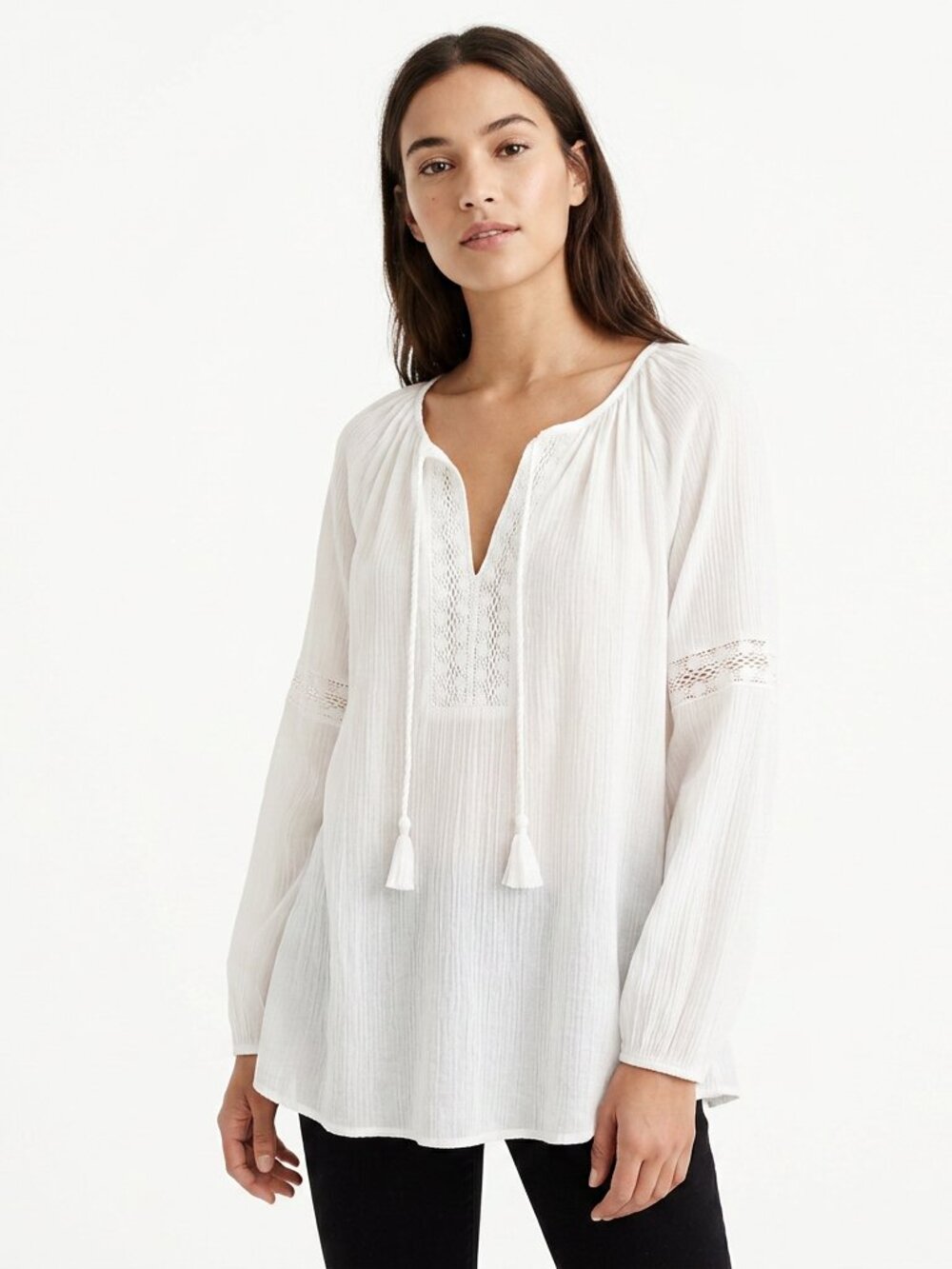 Lane Bryant Peasant Top Blouse White Cotton Lightweight Casual New XXL 18/20
